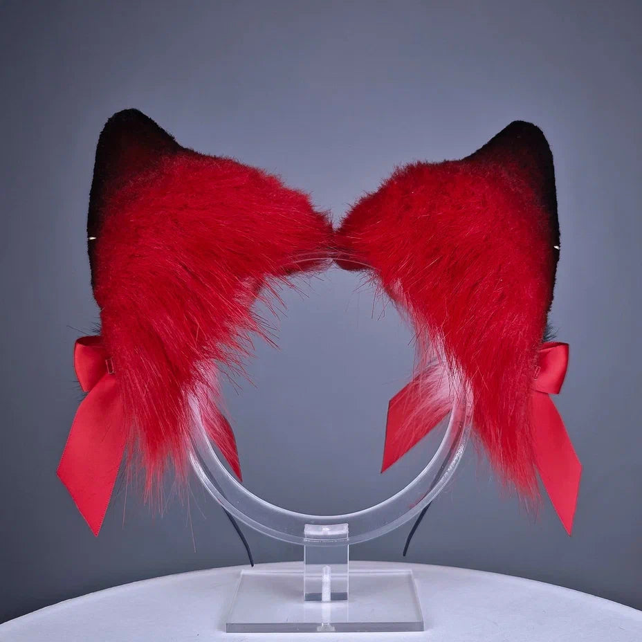 Cloudy Red Kitsune Ears