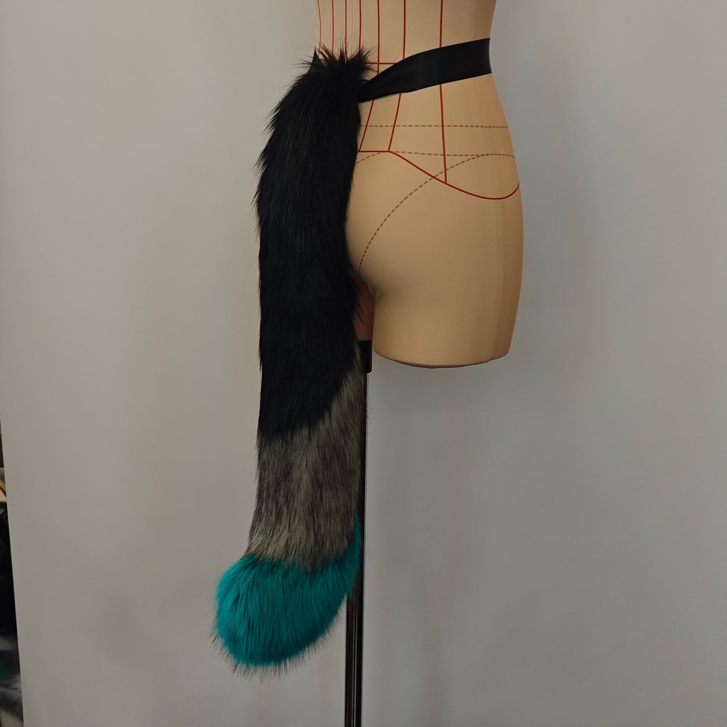Black Grey and Turquoise Cat Tail RFS