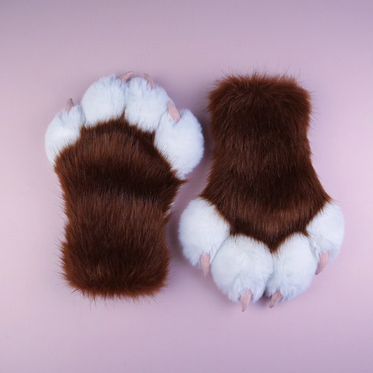 Brown Kitten Paws Gloves