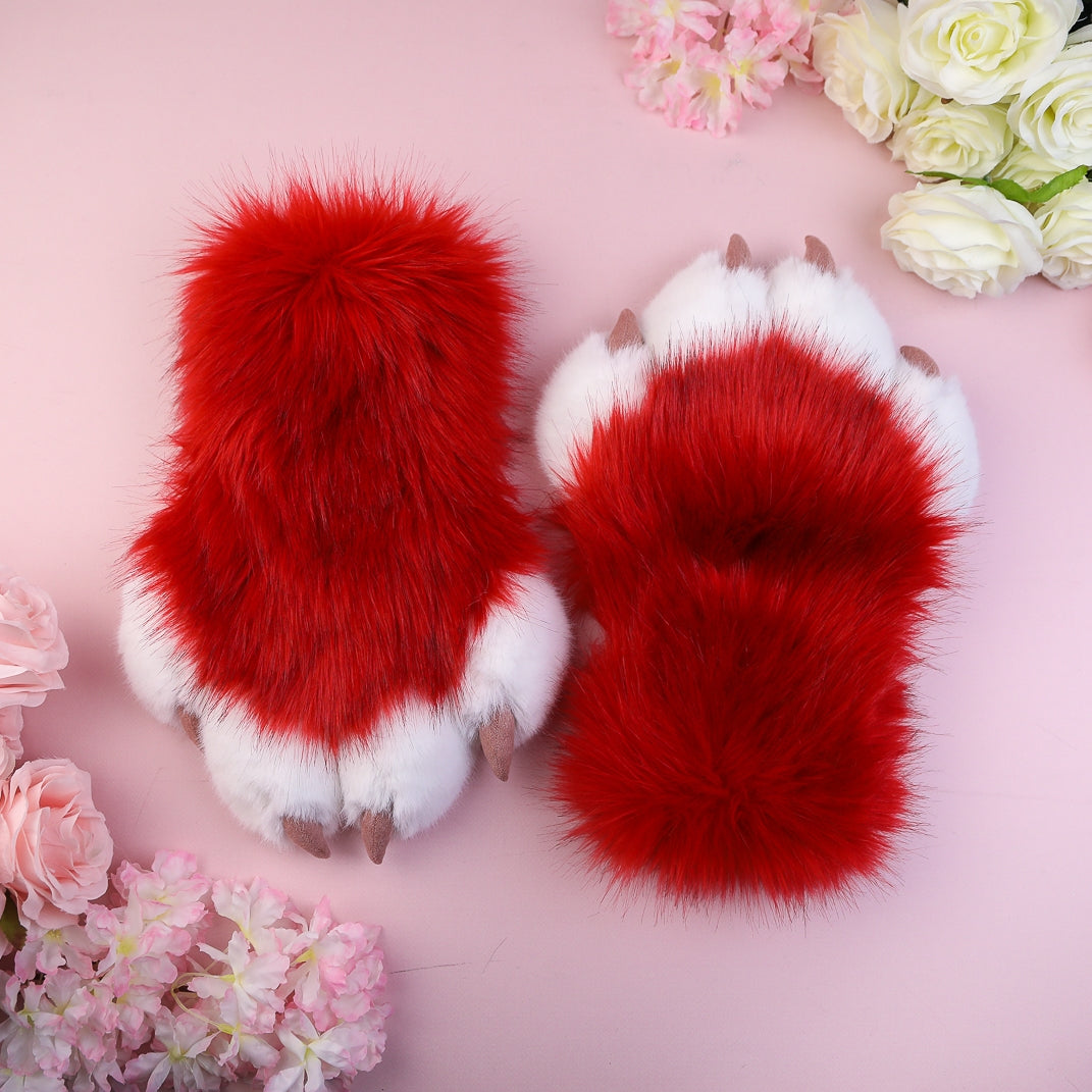 Red Kitten Paws Gloves