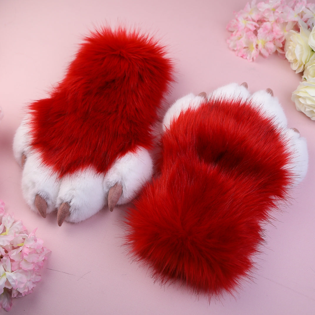 Red Kitten Paws Gloves