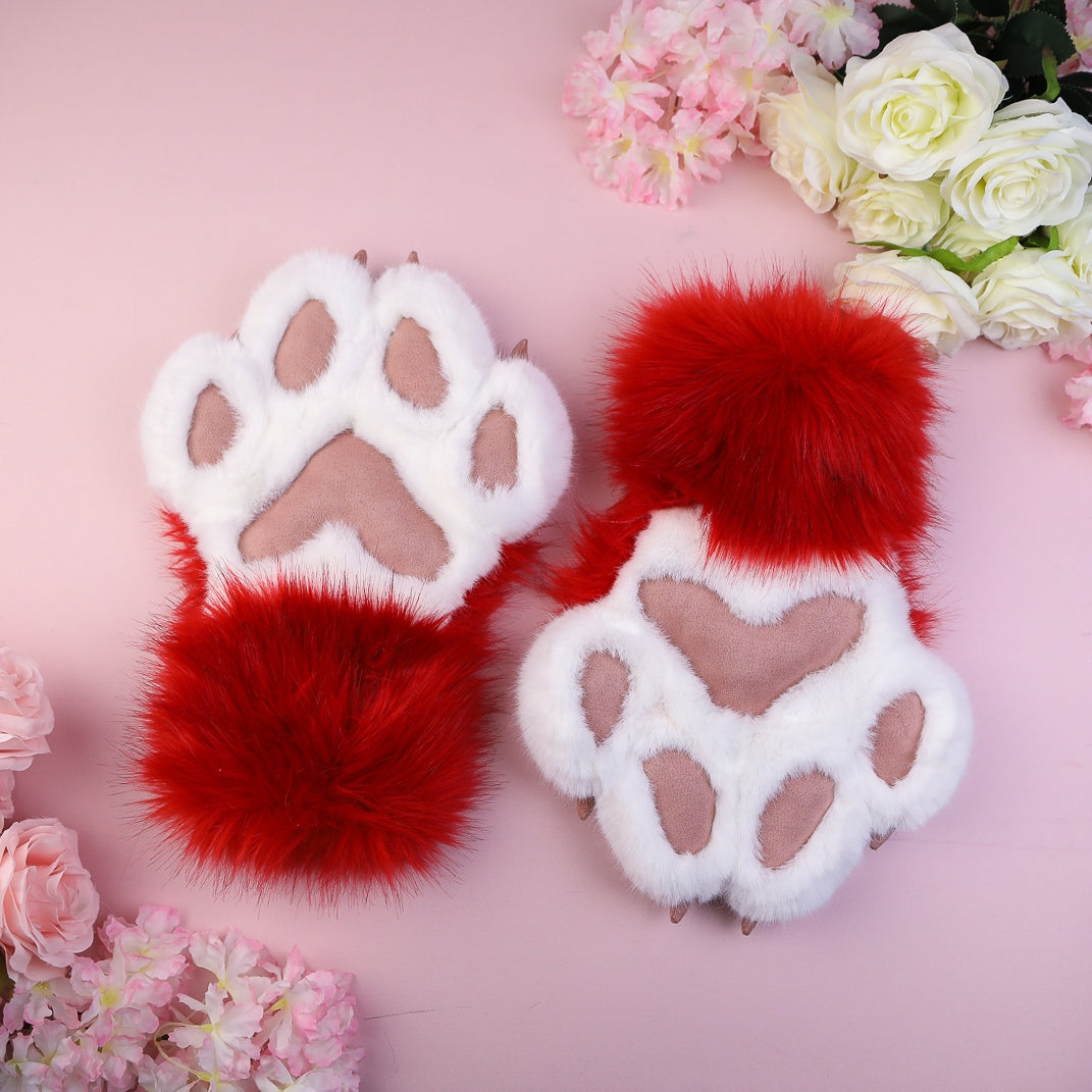 Red Kitten Paws Gloves