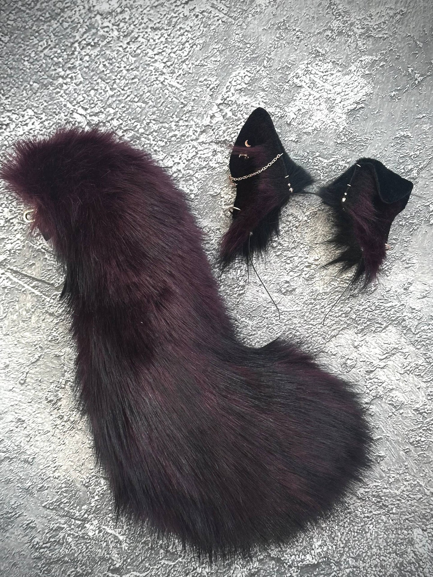 Maroon Puppy Ears and Tail set RFS