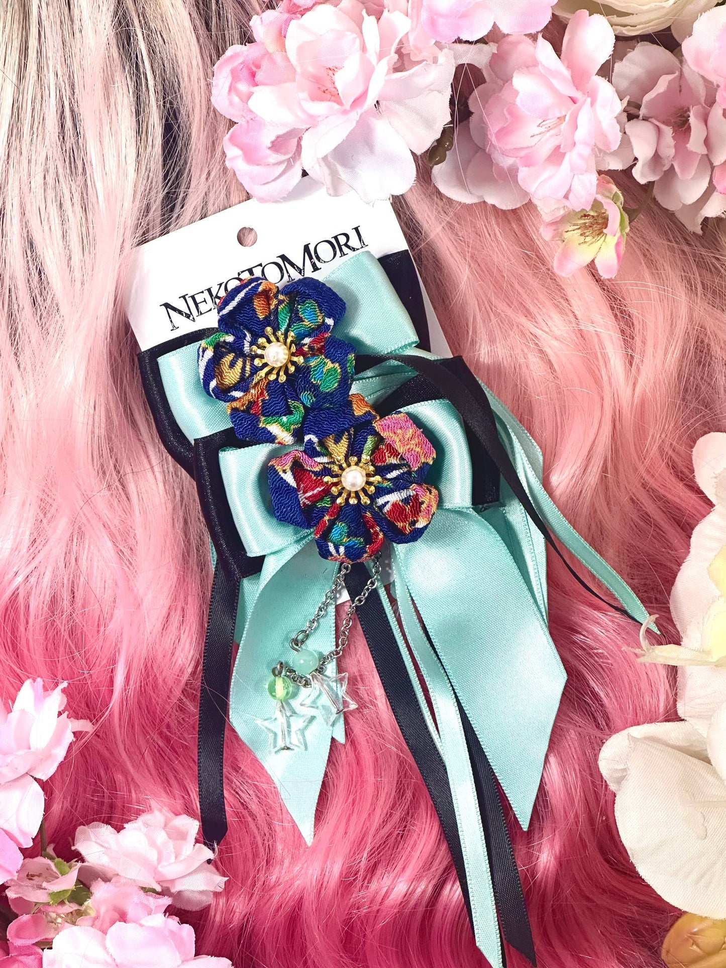 Mint Kanzashi Bows