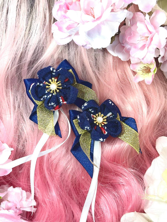 Blue Kanzashi Bows