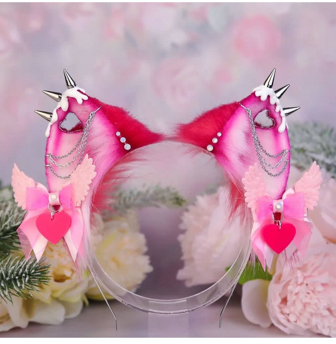 Pink Spiky Kitten Ears