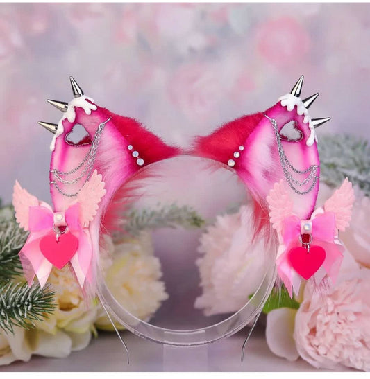 Pink Spiky Kitten Ears