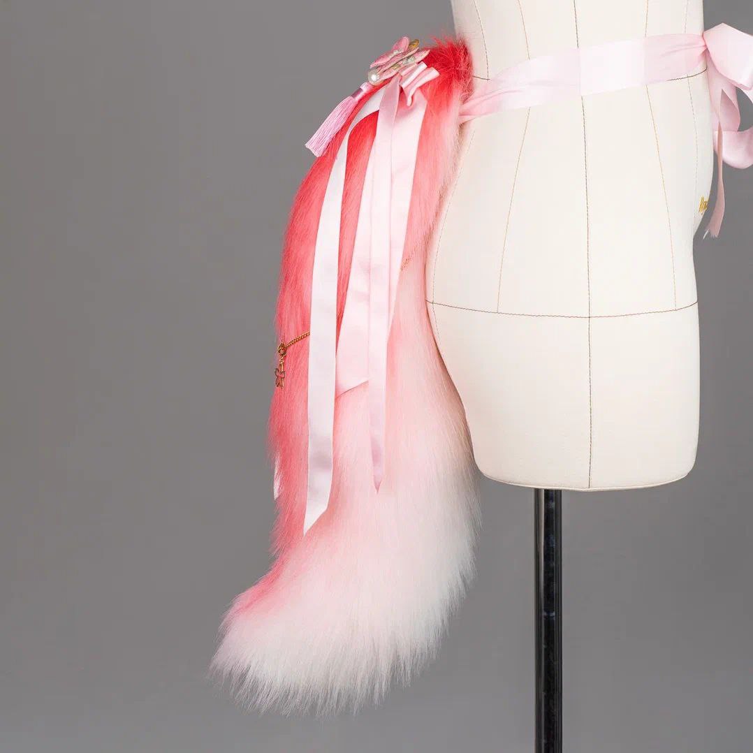 Red and Pink Kitsune Ears and Tail Set