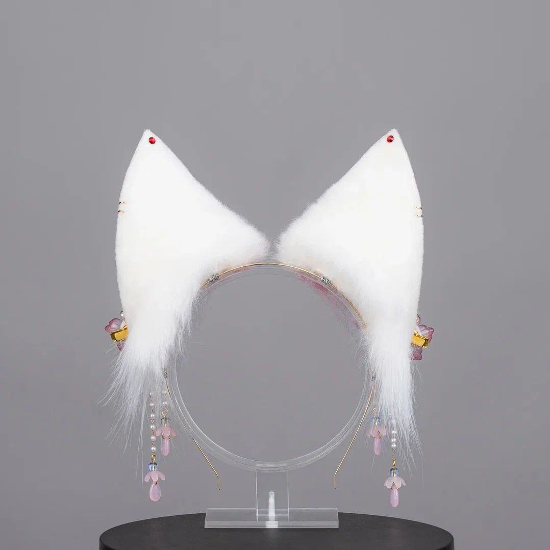 Red and pink Kitsune Ears