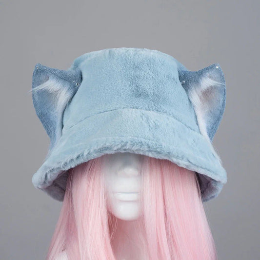 Blue Kitty Fluffy Hat