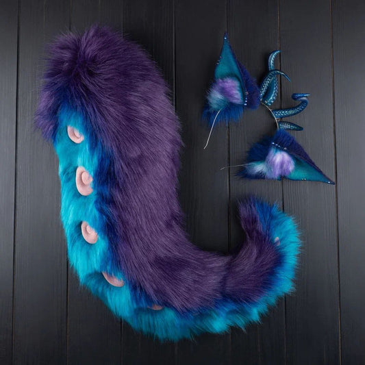 Tentacle Fluffy Sea Monster Ears and Tail set