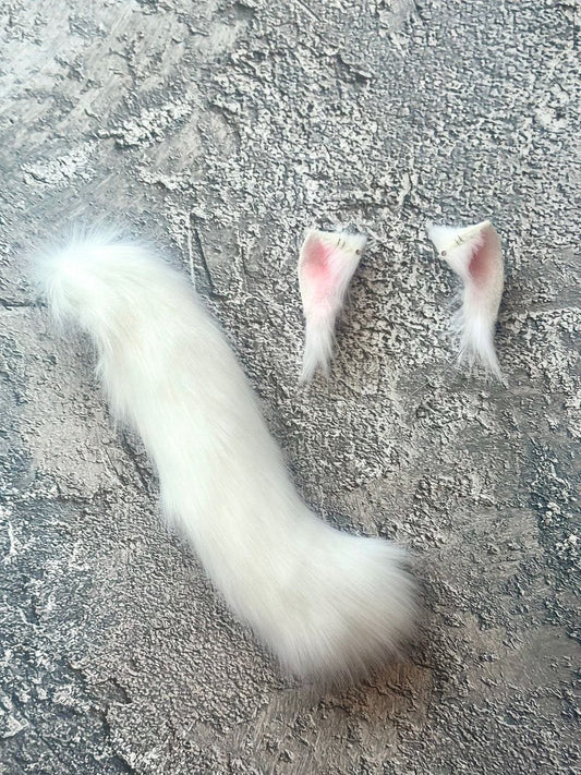 White Kitten Ears and Tail Set RFS