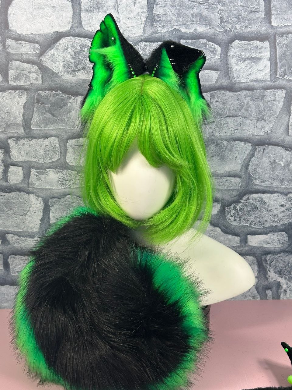 Neon Green Puppy Ears and Tail Set