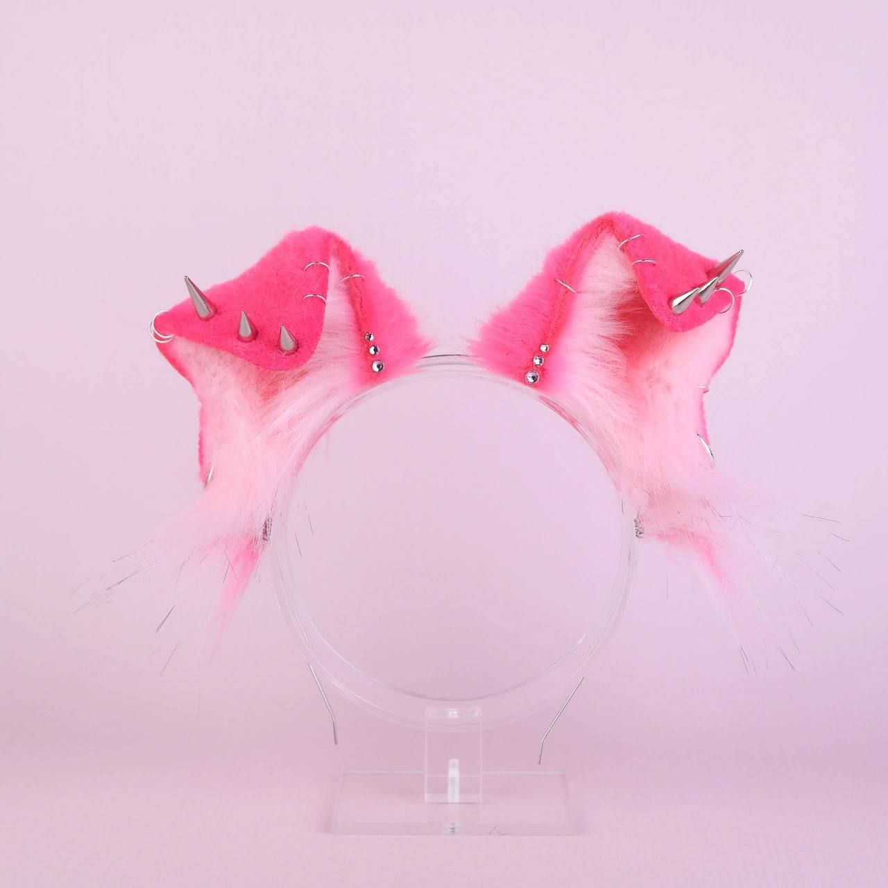 Pink Spiked Puppy Ears and Tail Set
