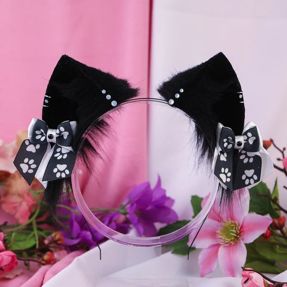 Black Kitten Ears and Tail Set