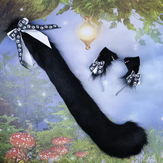 Black Kitten Ears and Tail Set