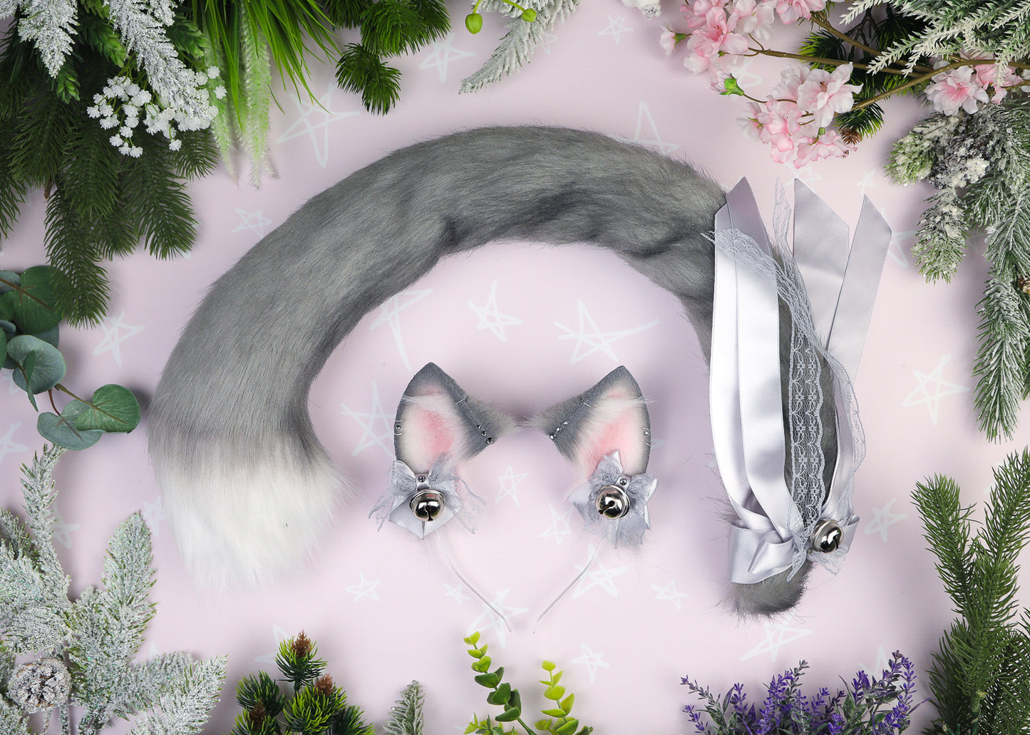 Grey Cat Ears and Tail Set