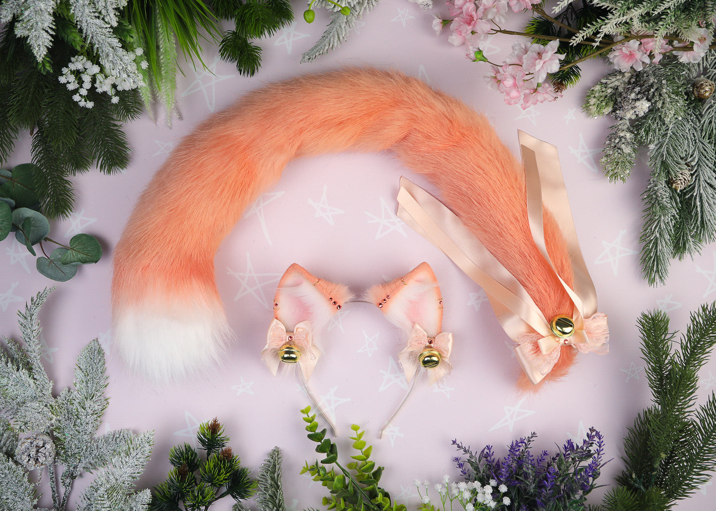 Peachy Cat Ears and Tail Set