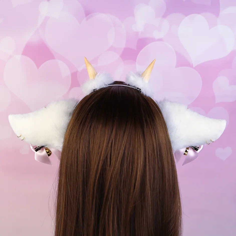 White Goat Ears and Tail Set