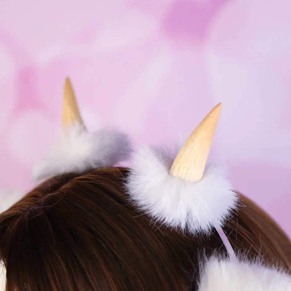 White Goat Ears and Tail Set