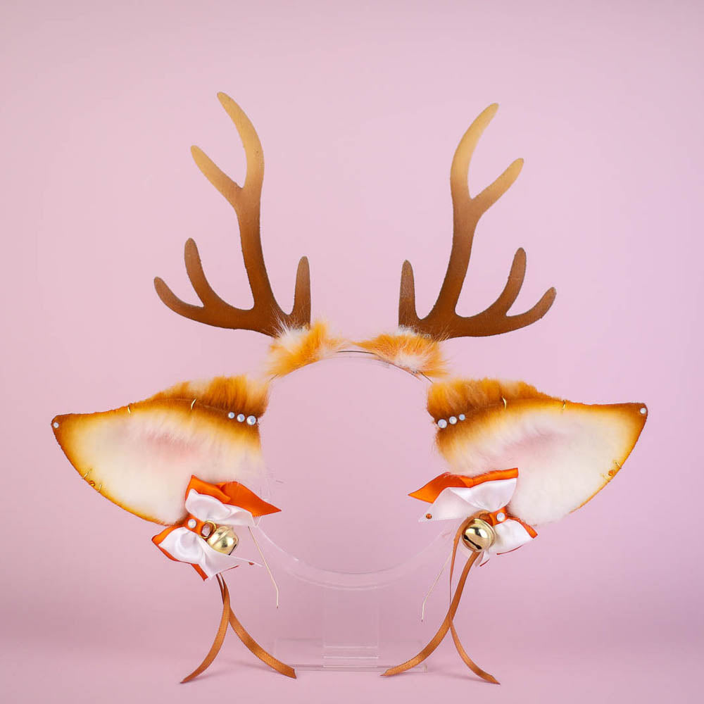 Realistic Ginger Deer Ears and Tail Set