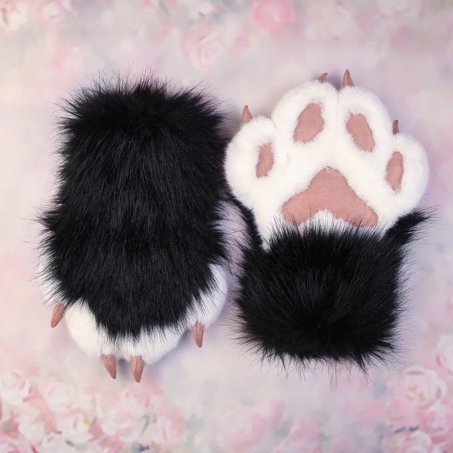 Black Kitten Paws Gloves